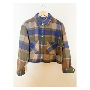 For the Republic Cropped Plaid Shirt Jacket – Size M